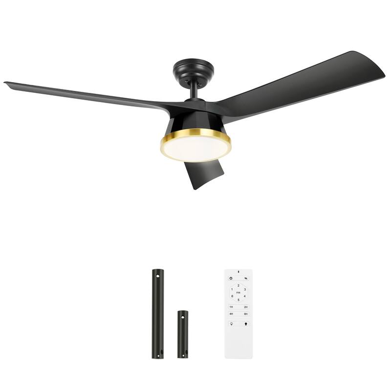 Moasis 52 Inch Black Gold Ceiling Fans with Lights & Remote - 52" - Black