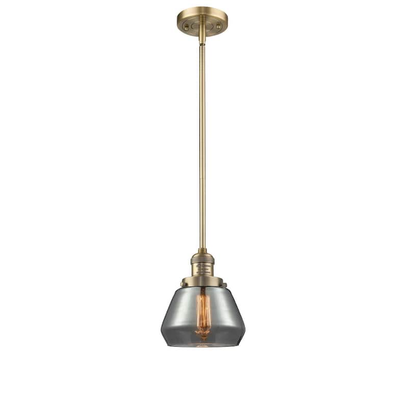Innovations Lighting Fulton Single Light 7" Wide Mini Pendant with - Brushed Brass / Smoked