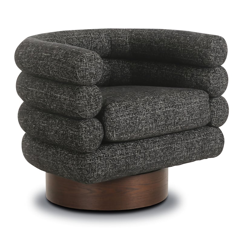 Poly and Bark Rome Swivel Lounge Chair in Ebony Black