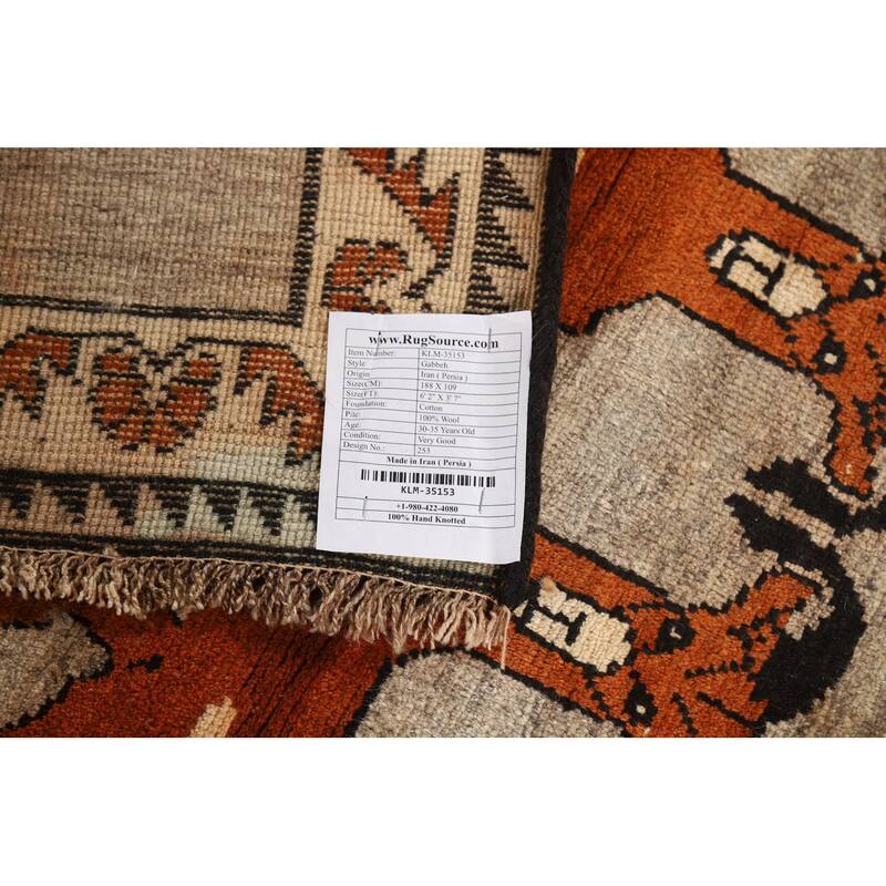 Animals Pictorial Gabbeh Persian Rug Hand-Knotted Wool Carpet - 3'7"x 6'2"