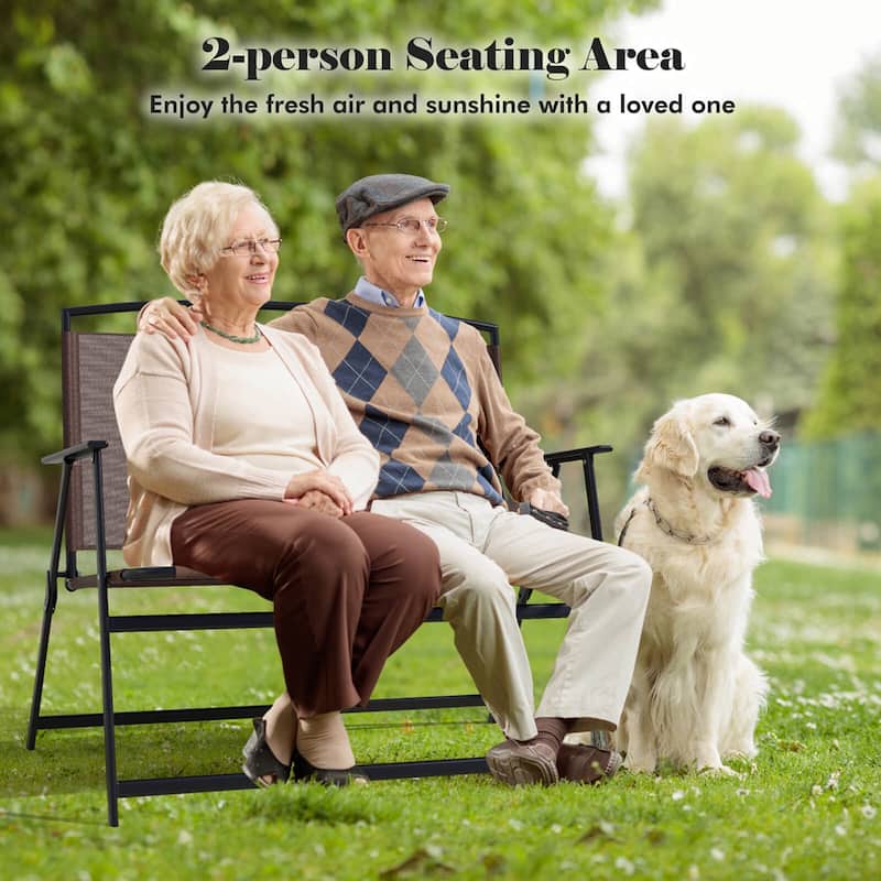 Costway 2-Person Patio Bench Folding Outdoor Garden Bench with - See Details