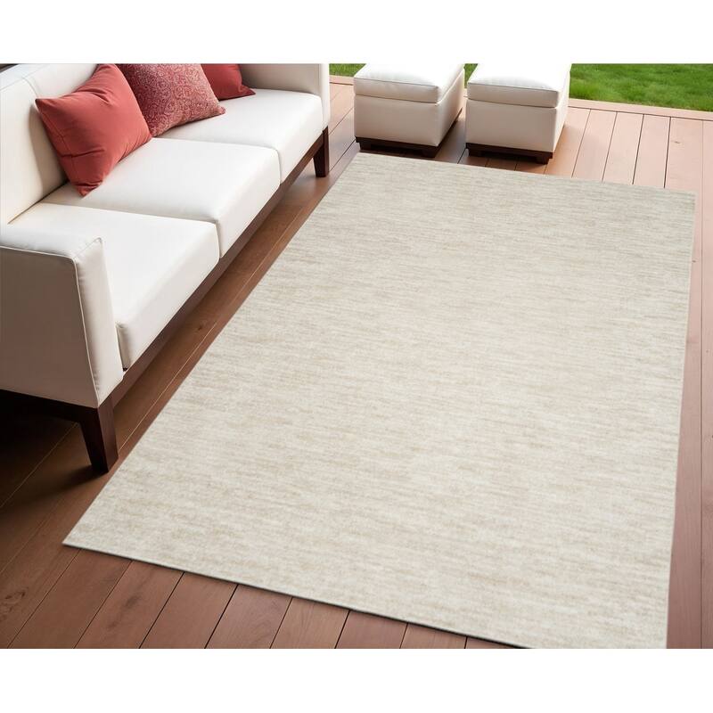 HomeRoots Contemporary Rectangle Outdoor Rug - 4' X 6' - Beige/Ivory - 4' X 6'