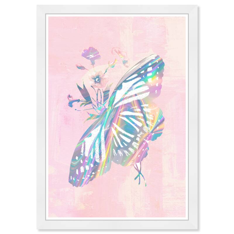 Wynwood Studio Prints Animals Shimmering Butterfly Pink and Pastel Pink Glam Wall Art Canvas Print