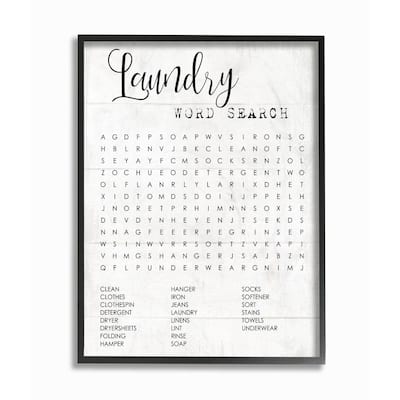 Stupell Laundry Word Search Fun Family Word Design Framed Wall Art, Design By Artist Daphne Polselli