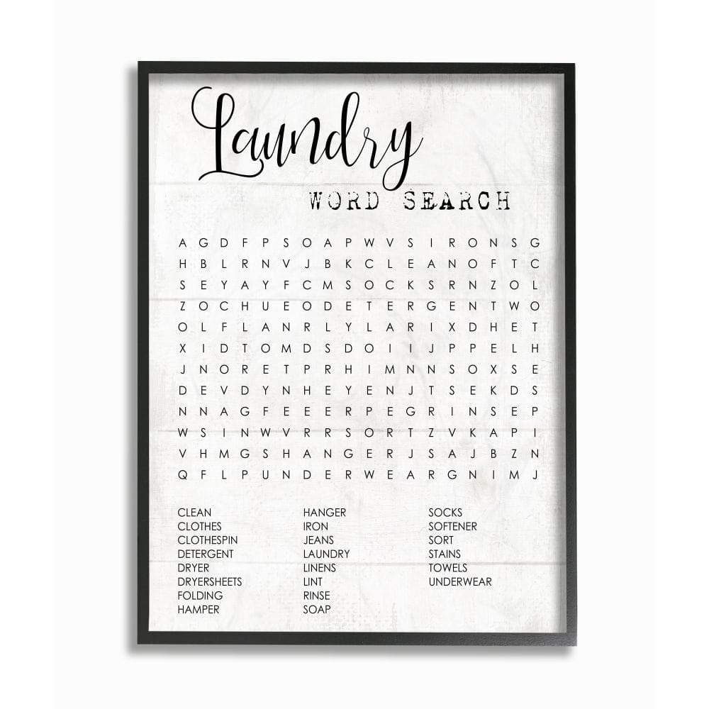 Stupell Laundry Word Search Fun Family Word Design Framed Wall Art, Design By Artist Daphne Polselli