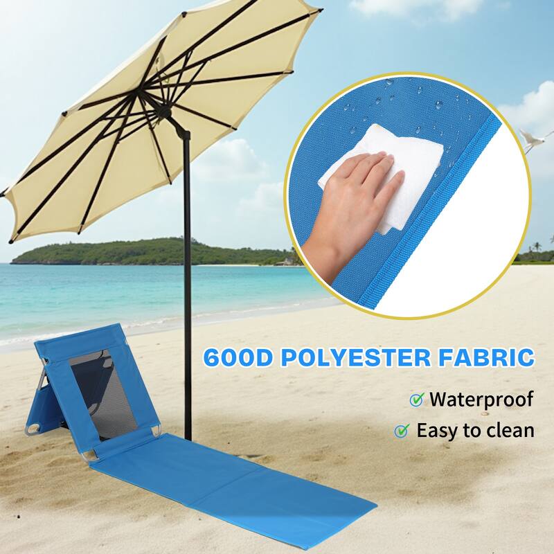 Foldable Beach Lounger, Lightweight Beach Mat Lounge Chair with Breathable Mesh Back