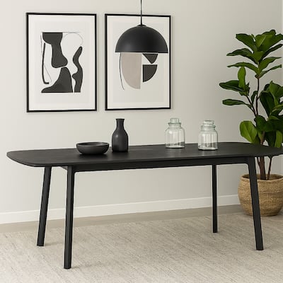 Dene 79-98 Inch Modern Extendable Rectangle Dining Table, Black Brushed Oak
