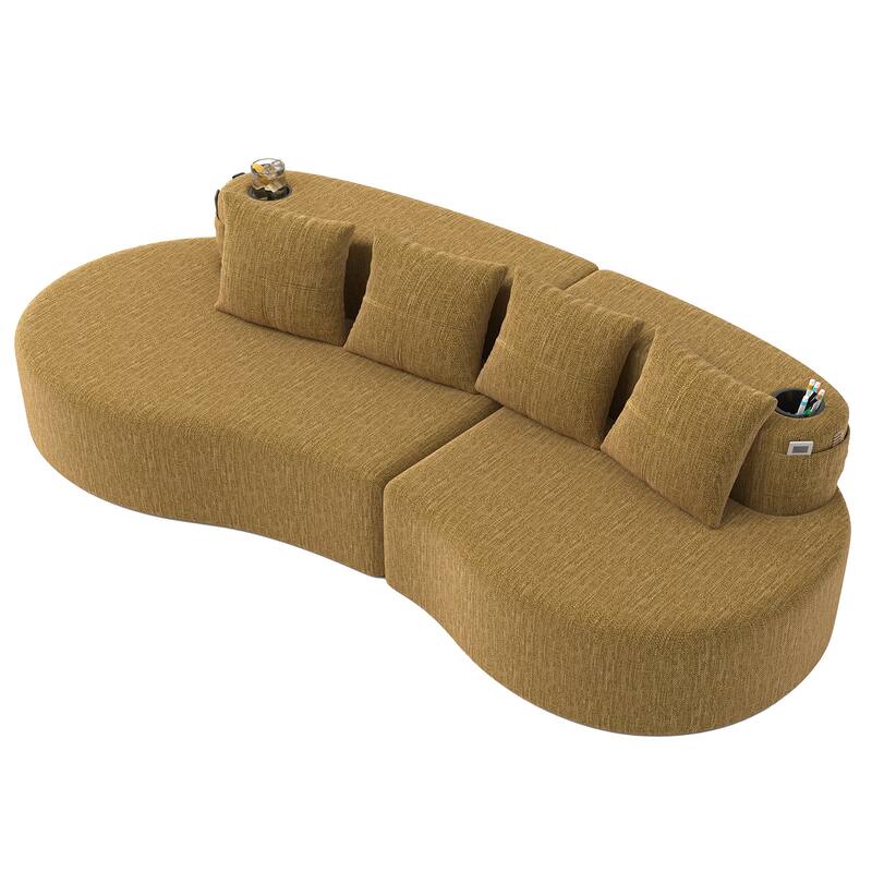 Modern Curved Sectional 3 Seat Minimalist Elegant Half Moon Sofa Compressed Modular Sectional Sofa for Living Room, Office