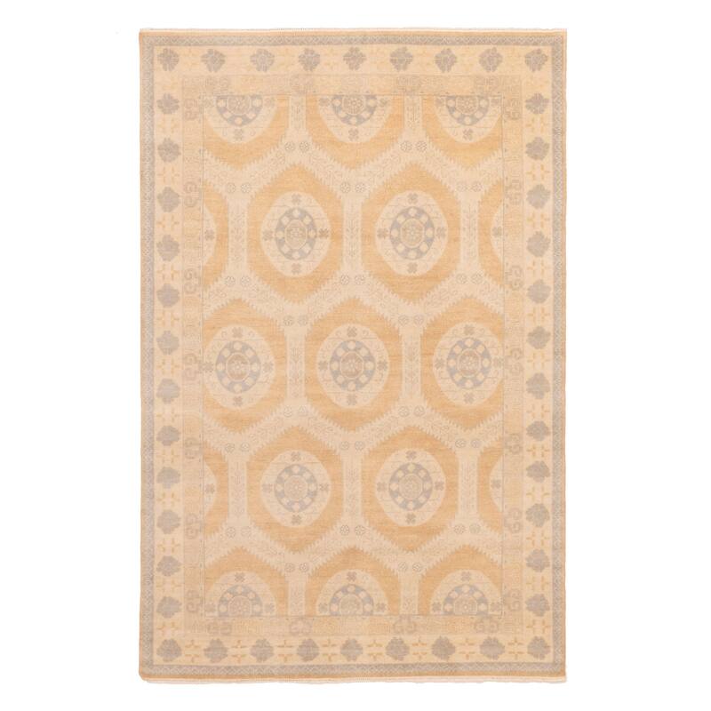 ECARPETGALLERY Hand-knotted Finest Oushak Light Brown Wool Rug - 5'10 x 8'11
