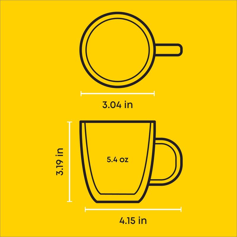 Savor Double Wall Insulated Espresso Glasses - 5.4 oz - Set of 2 - 5.4 oz