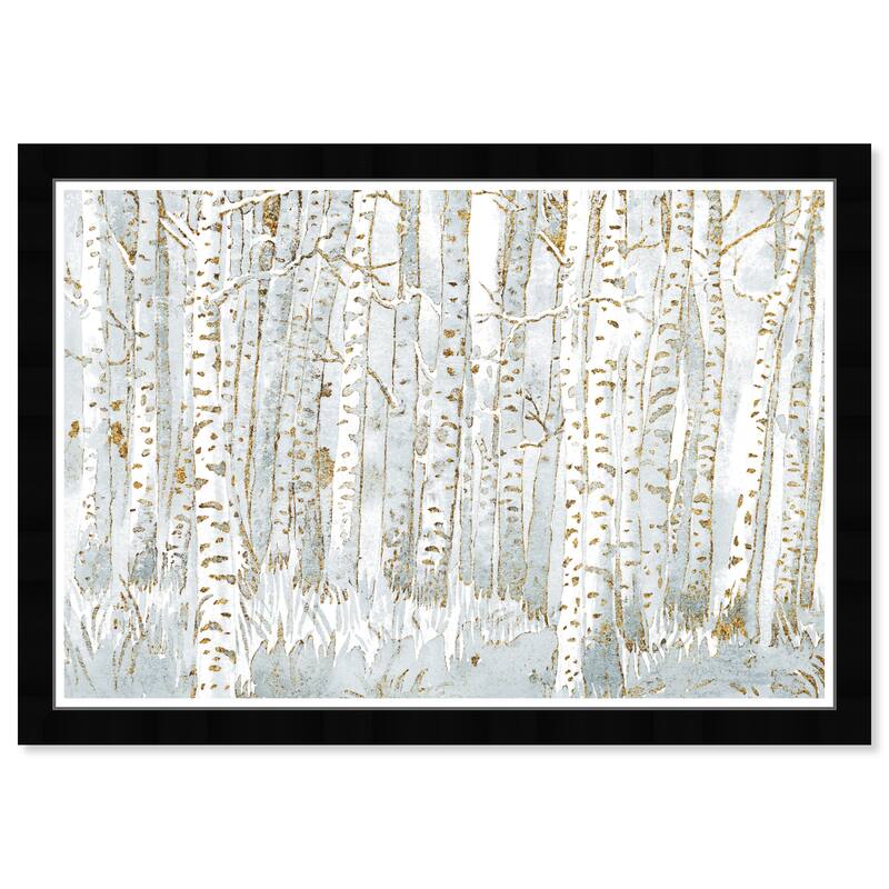 Wynwood Studio Prints Nature and Landscape Aspen Trees Day White and Metallic Gold Modern & Contemporary Wall Art Canvas Print