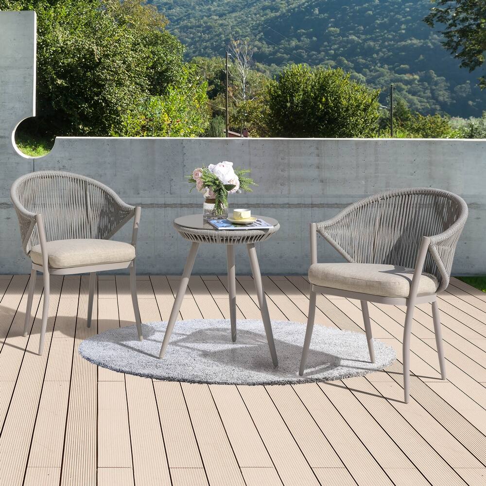 NUU GARDEN Outdoor 3-piece Bistro Set With Cushion