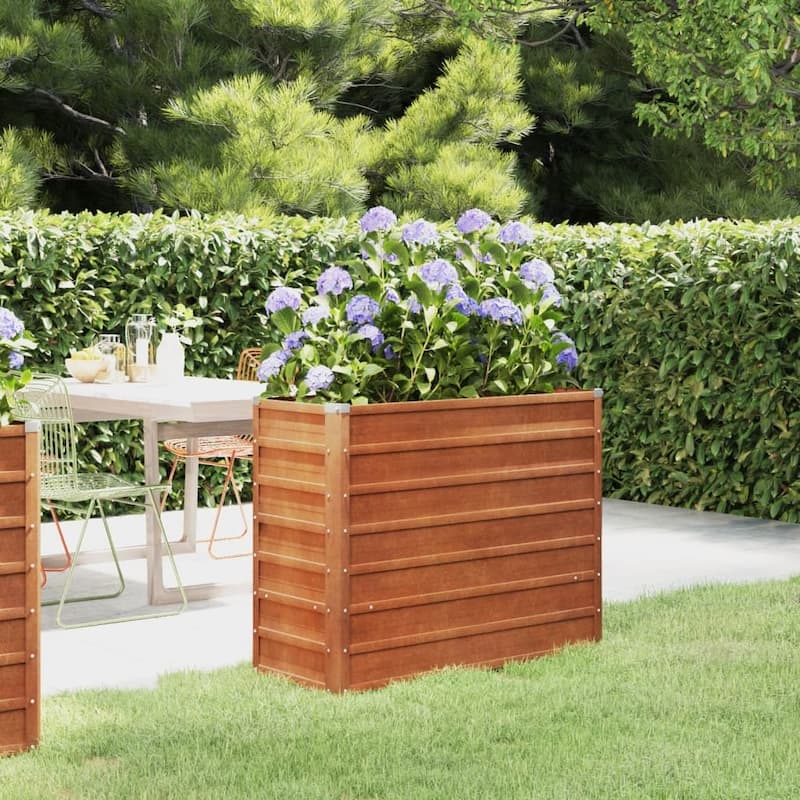vidaXL Garden Raised Bed Outdoor Patio Backyard Planter Rusty Corten Steel - 39.4 x 15.7 x 30.3 - Brown
