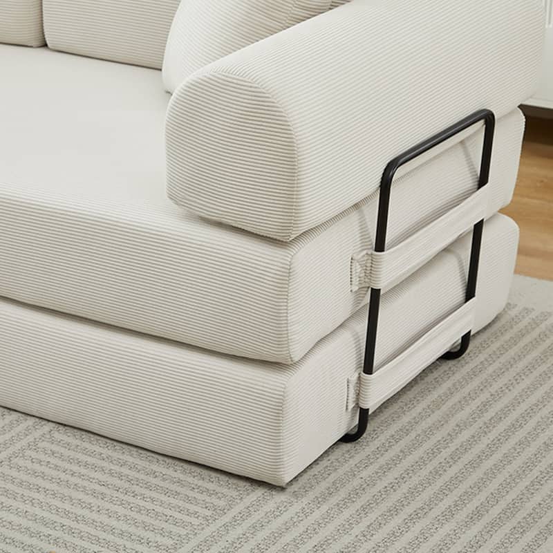 Folding Upholstered Sofa Bed, 78.5" Convertible Sleeper Sofa Bed with 2 Pillows, Fold Out Loveseat Couch, Futon Couch
