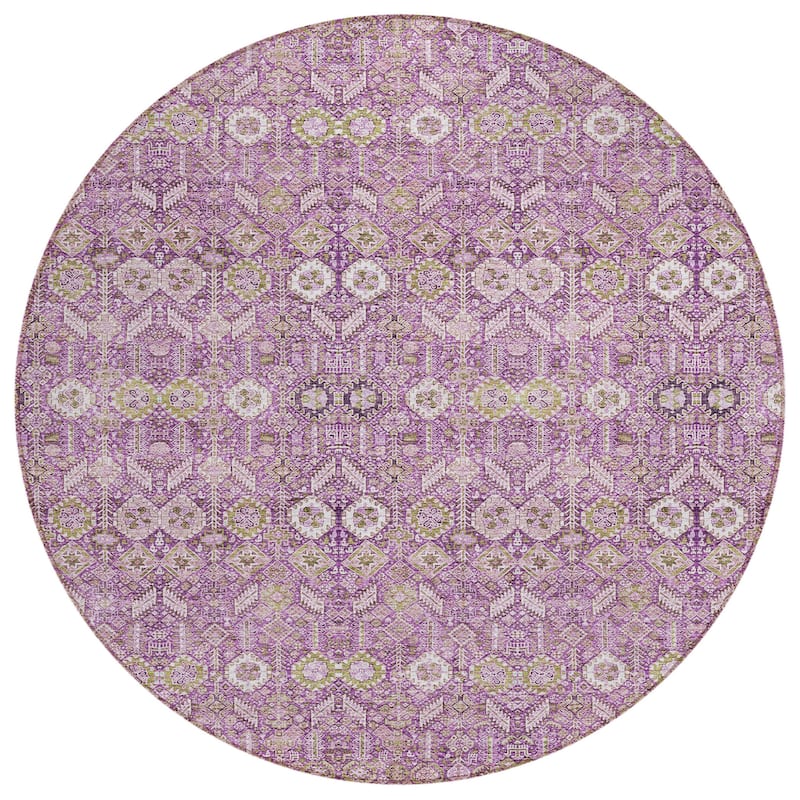 Alriri Garden-Inspired Weather Resistant Classic Meets Modern Outdoor Rug - 8' Round - Multi