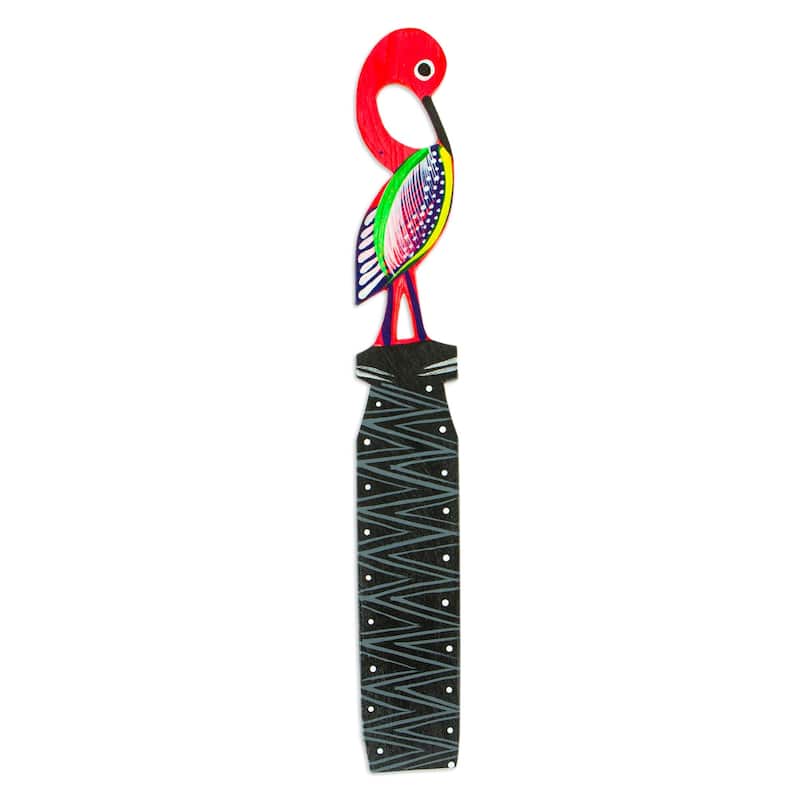 Novica Handmade Reading Flamingo Wood Bookmark