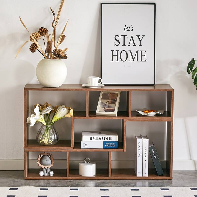 2-Piece Cube TV Stand, 2-Tier L-Shaped TV Stand with Open Storage Bookcase Shelf, Free Combination Media, for Living Room