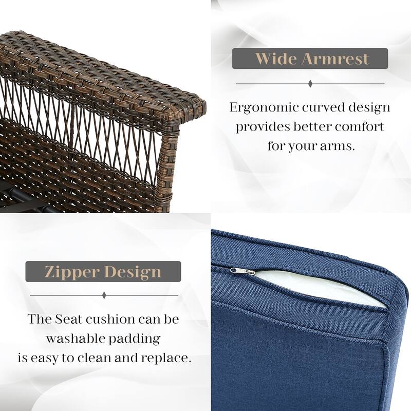 Gymojoy Outdoor Rattan Chairs with Armrest Chair Weather-resistance