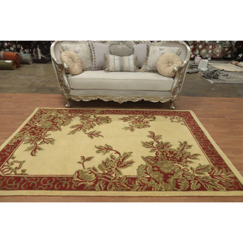Floral Indian Area Rug 6x8 - 7' 10'' X 5' 7''