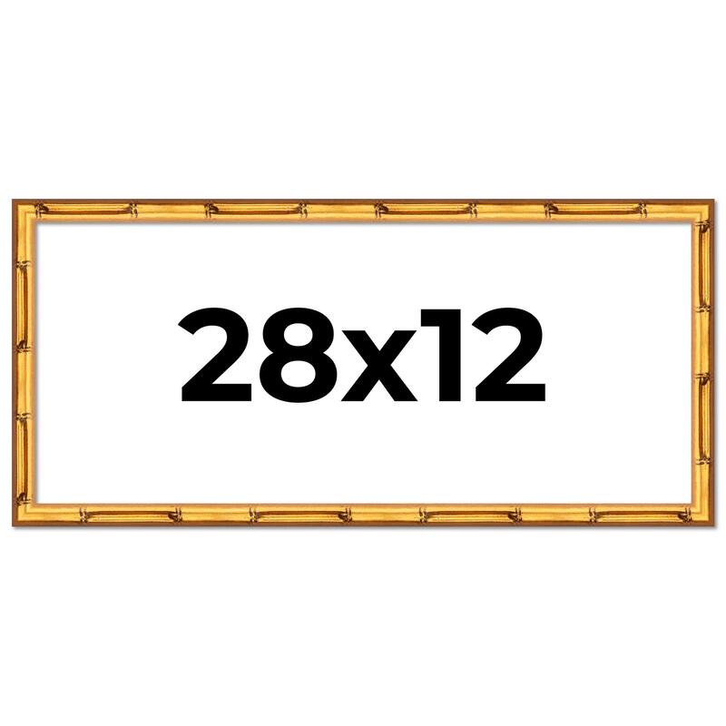 28x12 Frame Gold Bamboo Picture Frame Modern Photo Frame Includes UV Acrylic Shatter Guard Front Acid Free Foam Backing Board