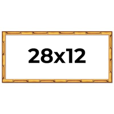 28x12 Frame Gold Bamboo Picture Frame Modern Photo Frame Includes UV Acrylic Shatter Guard Front Acid Free Foam Backing Board