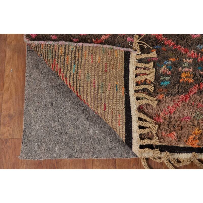 Plush Moroccan Oriental Area Rug Hand-Knotted Geometric Wool Carpet - 9'1" x 12'9"