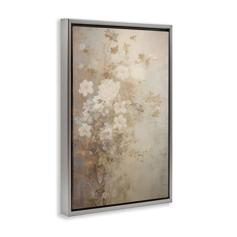 Stupell Muted Vintage Florals Framed Floater Canvas Wall Art Design By LSR Creative Studio