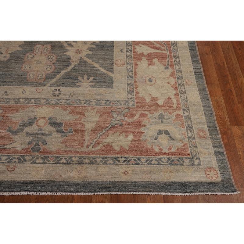 Vegetable Dye Grey Oushak Turkish Large Rug Hand-Knotted Wool Carpet - 10'1"x 14'3"