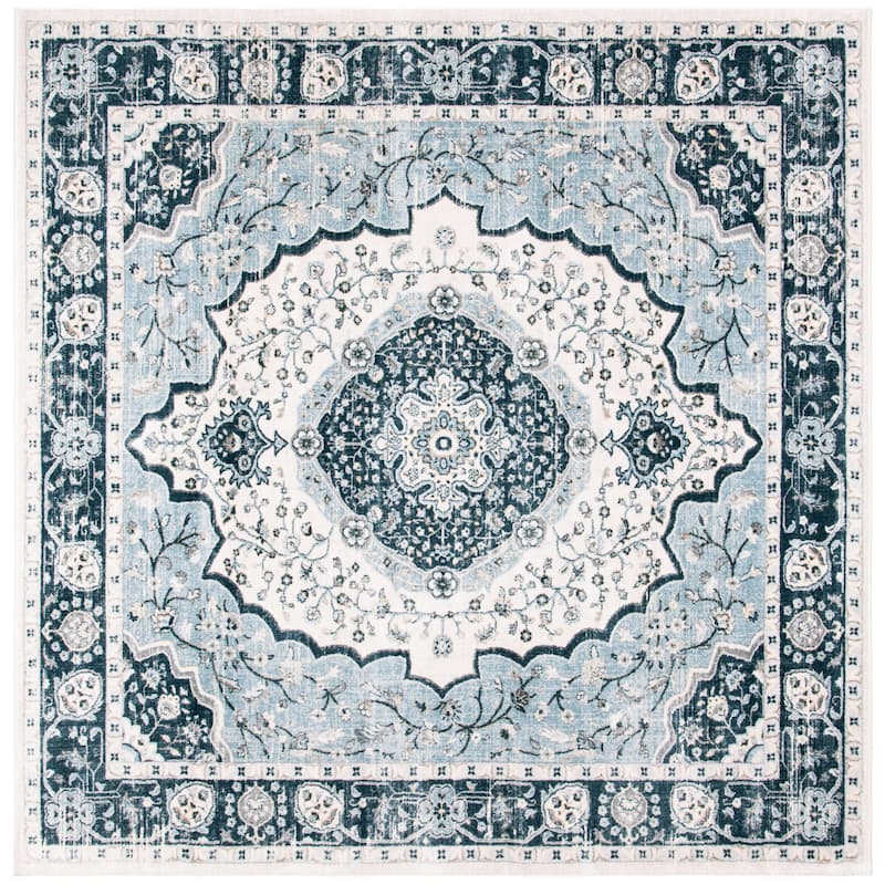 SAFAVIEH Isabella Debrah Traditional Oriental Rug - 6'7" Square - Cream/Light Blue