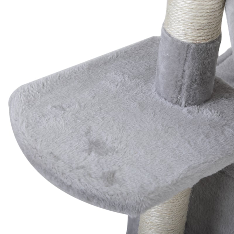 Double Level Cat Tree Stand House Furniture Kittens Activity Tower Posts Kitty Pet Play House - Light Gray