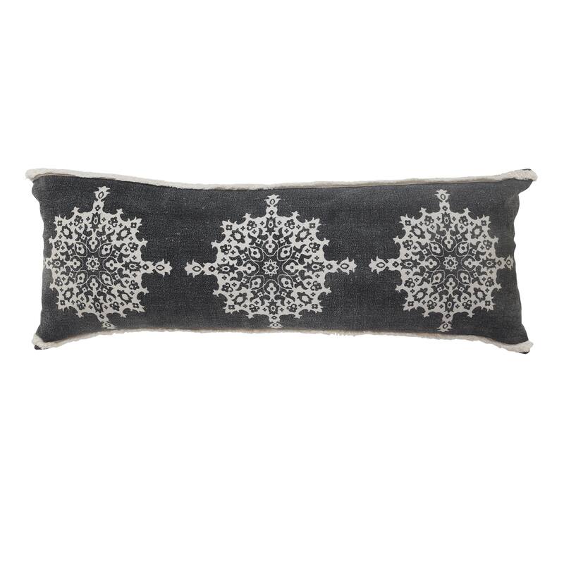 Sevita Casual Floral Mandala Medallion Lumbar Pillow with Tufted Border