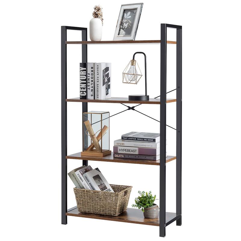 Costway 4-Tier Bookshelf Industrial Bookcase Diaplay Shelf Storage