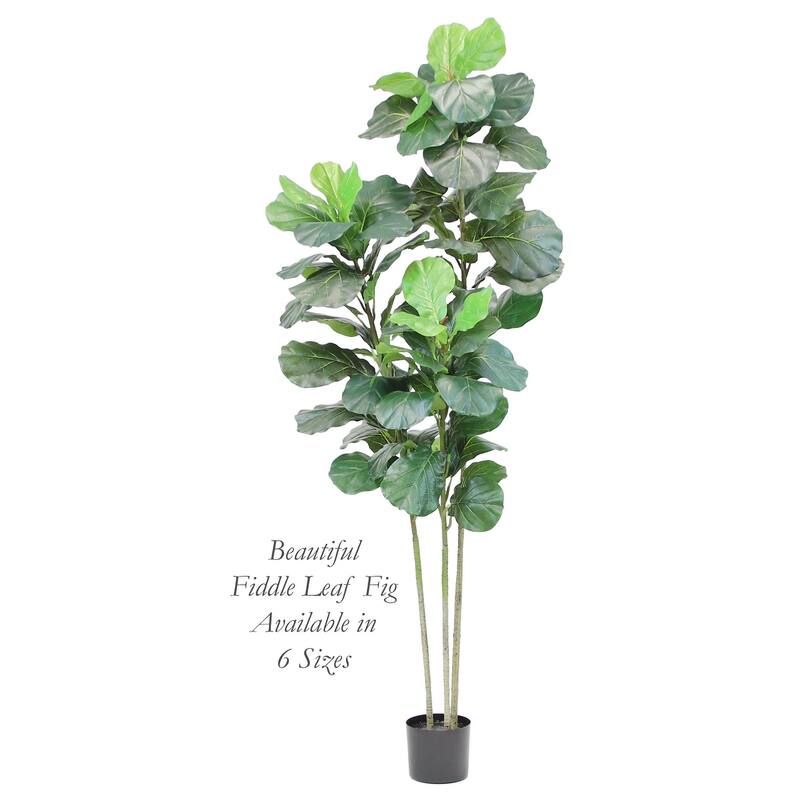 The Mod Greenhouse Faux Green Fiddle Leaf Tree in a Black Matte Planter Pot
