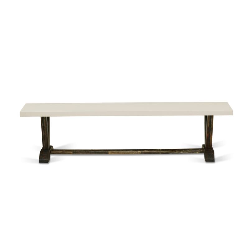 East West Furniture V-Style Modern Dining Room Bench with Wooden Seat, 72x15x18 Inch(Finish Options) - 72