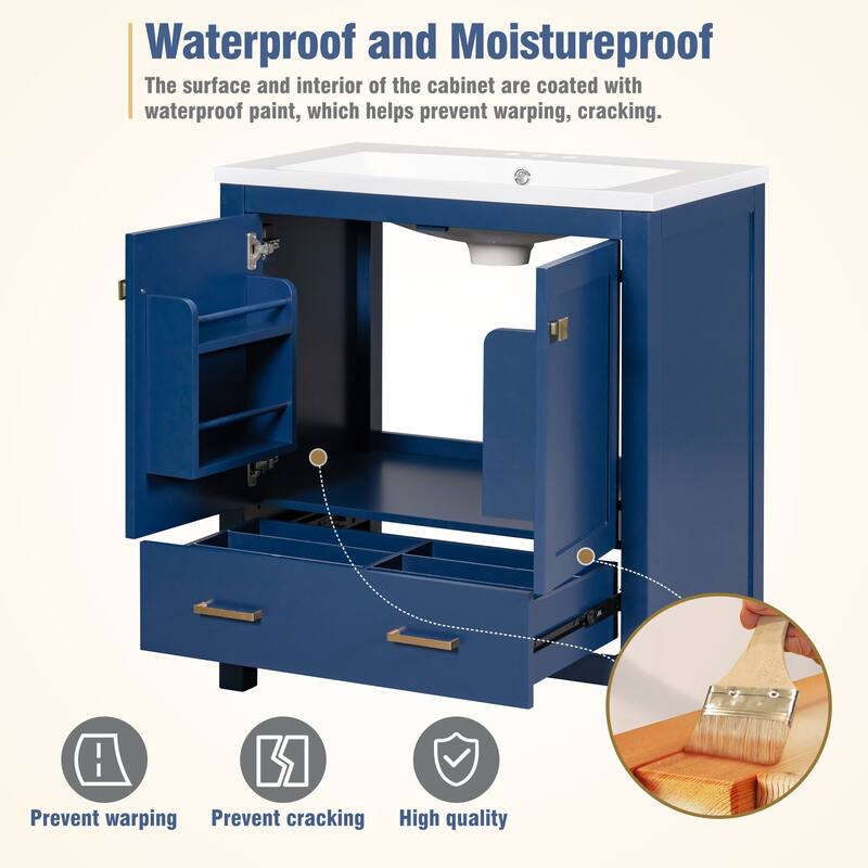 Bathroom Vanity with Single Sink, 2 Soft Closing Doors and a Drawer