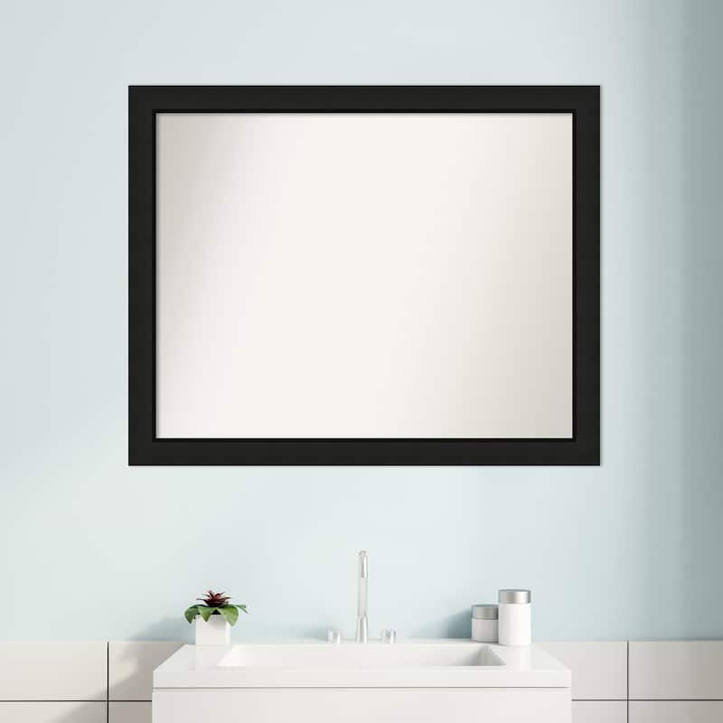 Midnight Black Narrow Non-Beveled Wood Framed Bathroom Vanity Wall ...