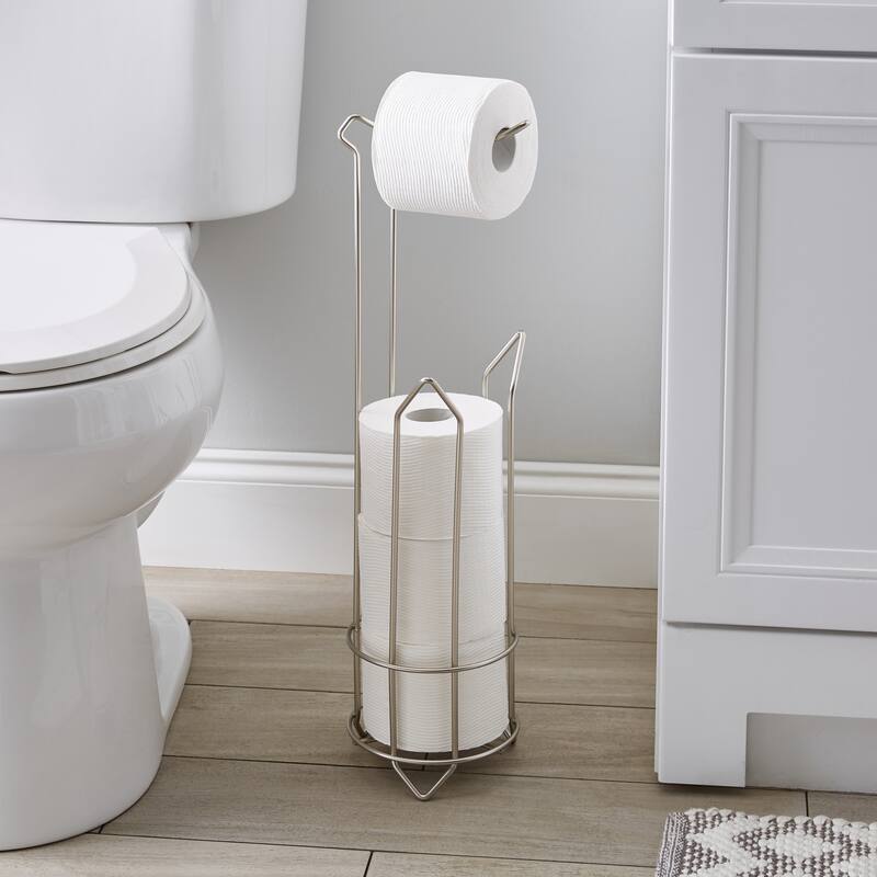 Bath Bliss Satin Nickel Iron Tissue Roll Holder and Dispenser - Satin Nickel - 6.30" x 6.30" x 24.02"