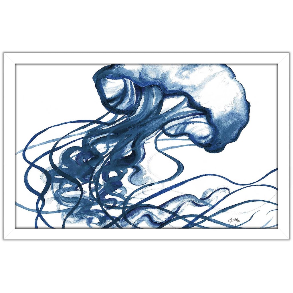 "Jelly Fish In Blue (Horizontal)" Print on Acrylic