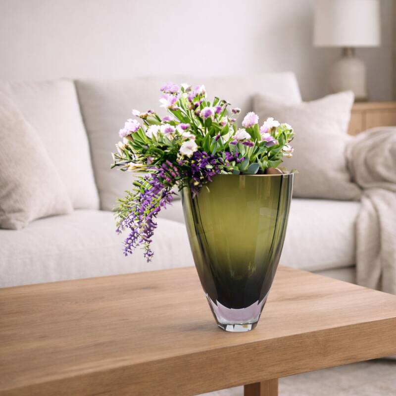 Lime Green Heavy Glass Vase with Minimalist Design Elegant Home Decor