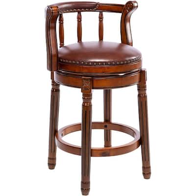 Seat Height 26" swivel Cow top Leather Wooden Bar Stools 1pc