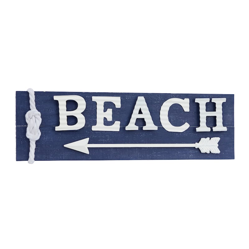 Blue Wood Beach Sign Wall Decor