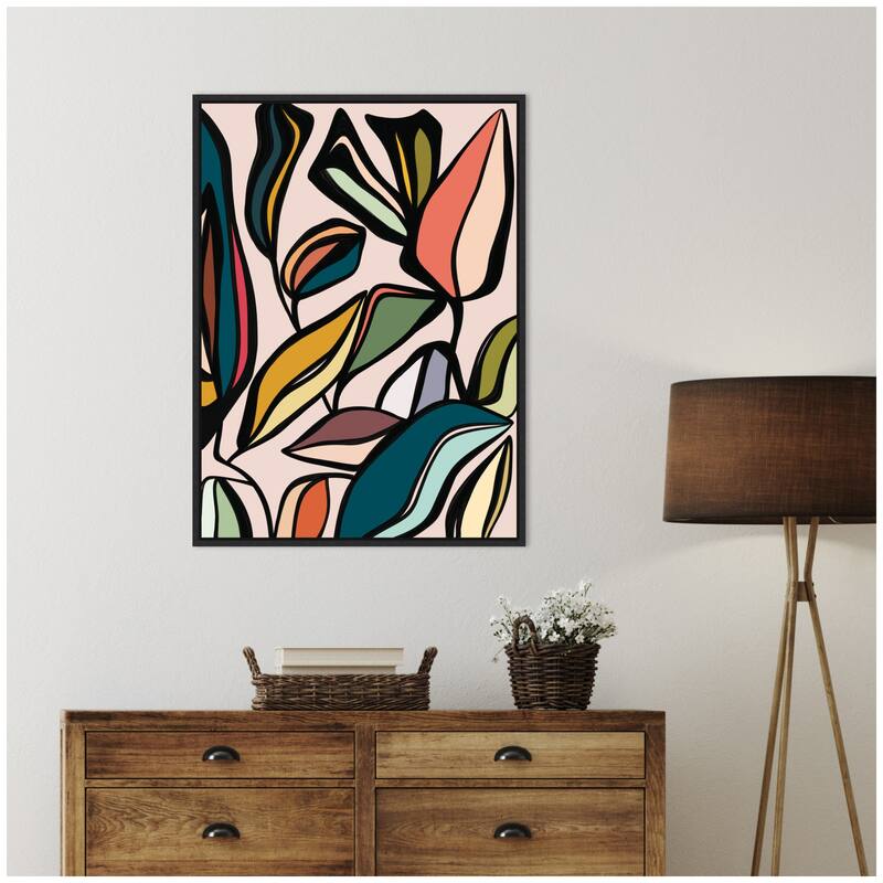 Kate and Laurel Fanciful Ficus Expansion by Alicia Bock Framed Canvas Wall Art Print