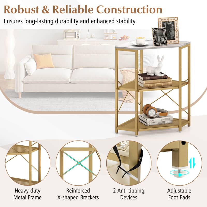 Costway Corner Printer Stand with Charging Station Adjustable Metal - See Details