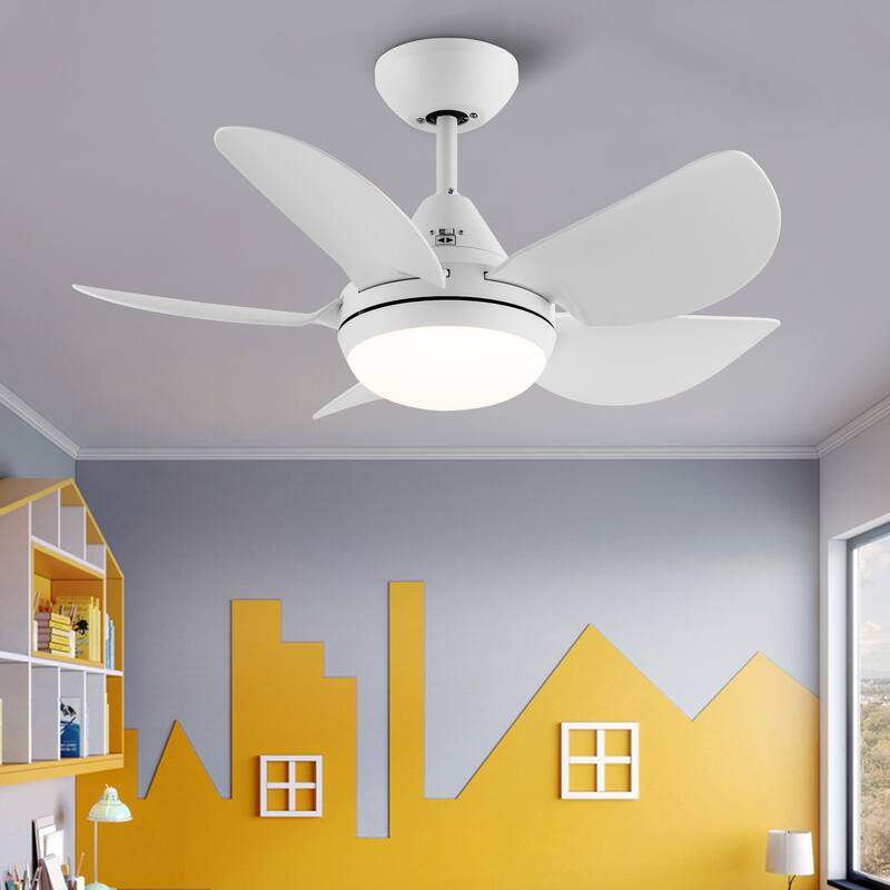 Modern 30-in.Integrated LED Ceiling Fan With Matte White Blades - 30 INCHES - 30 INCHES - White - Remote
