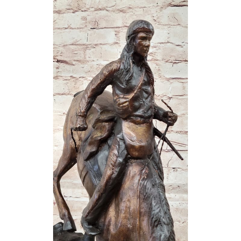 Mountain Man Frederic Remington Native American Indian Bronze Statue Sculpture 21 Inches X 17 Inches