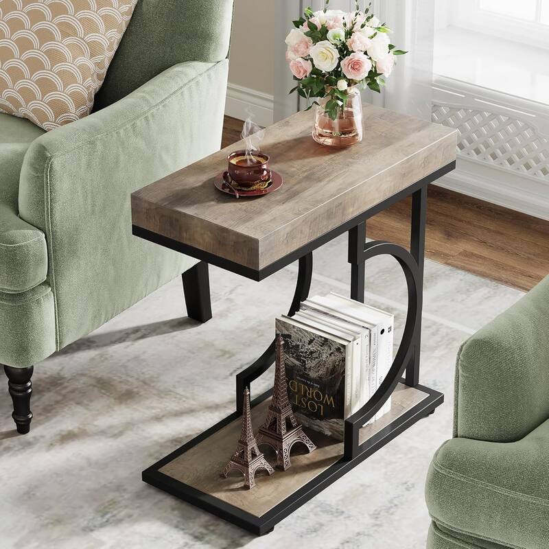 Narrow Side Table End Table Modern Bedside Tables Small Chairside Table for Couch, Sofa Table for Living Room