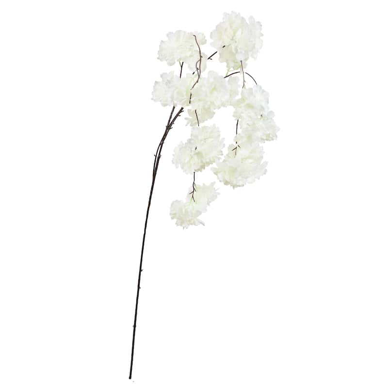 Set of 3 Cream White Artificial Cherry Blossom Cluster Flower Stem Hanging Spray 58in - 58" L x 12" W x 4" DP - 58" L x 12" W x 4" DP - Cream White