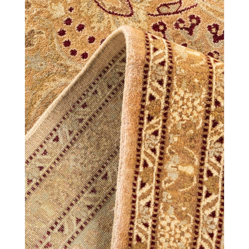Overton Handknotted Wool Traditional Oriental Beige Area Rug - 6' x 9'