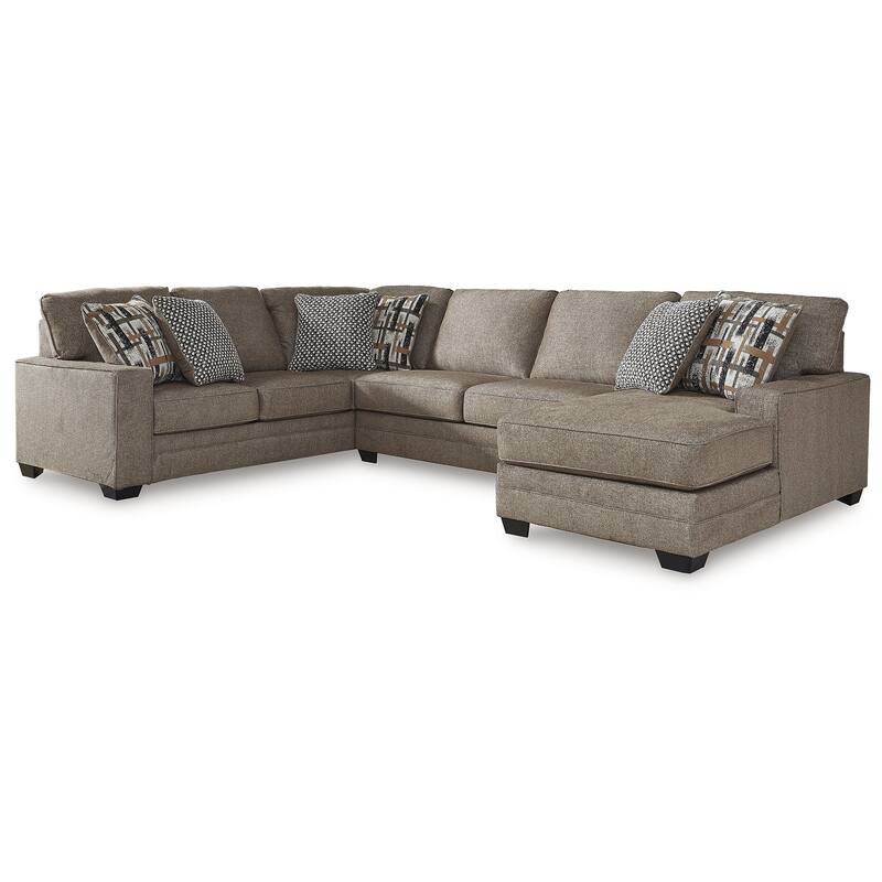 Signature Design by Ashley Cannonbrook Gray 3-Piece Sectional with Chaise - 141" W x 99" D x 40" H