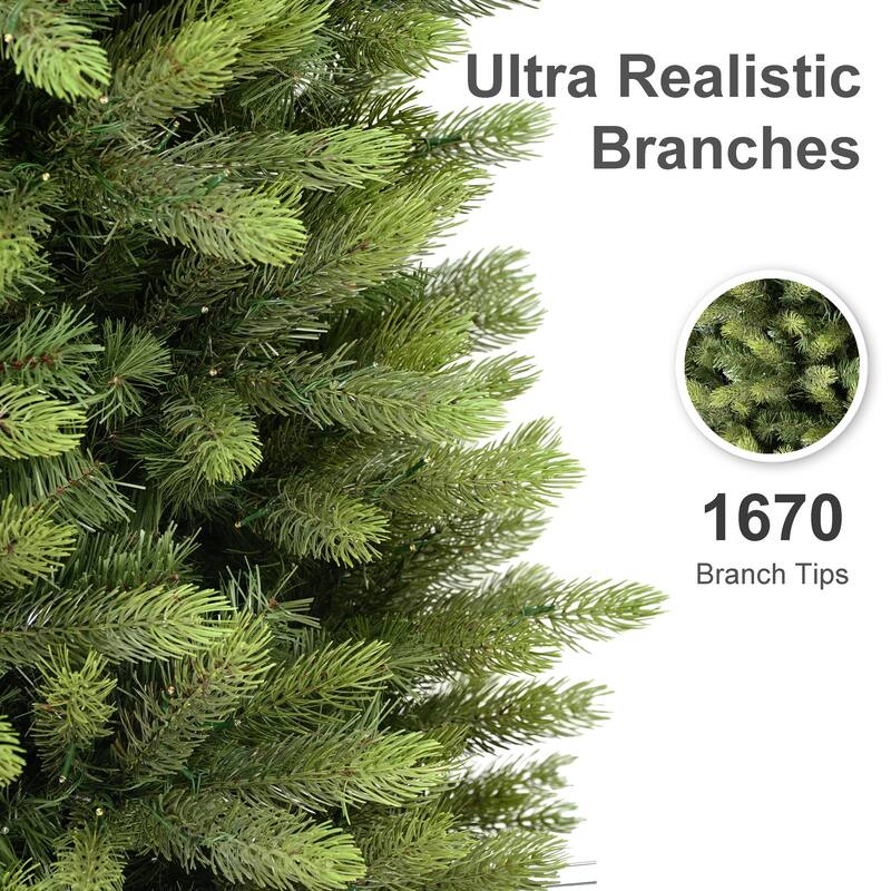 Puleo International 7.5' Pre-Lit Artificial Kensington Fir Slim Tree with 900 Dual-Color LED Lights